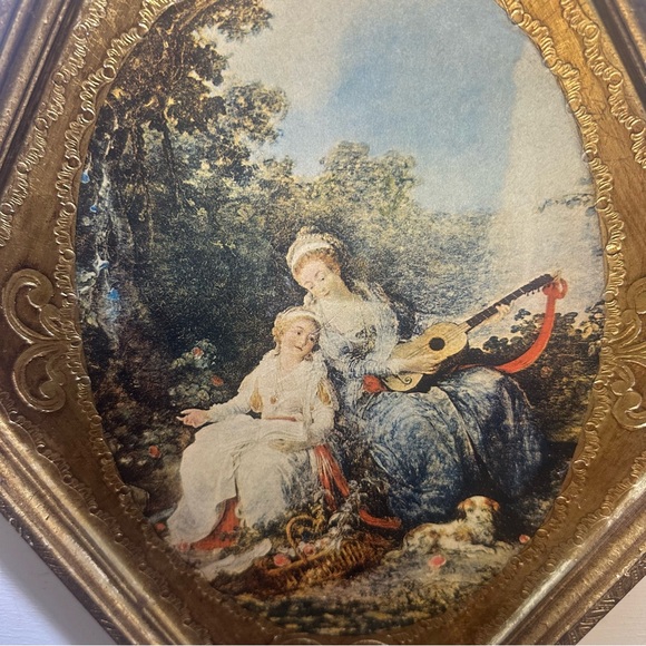Vintage Florentine Gold Gilded Wood Diamond Wall Plaque | Music Lesson | Italy - Picture 2 of 11